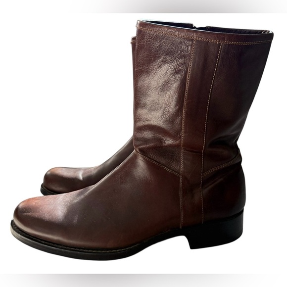 Cole Haan Men’s Brown Leather Zip Boots Size 11.5 M excellent condition - Picture 1 of 11
